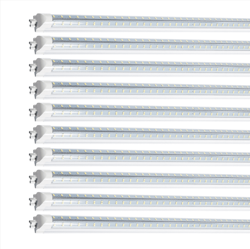 LED Shop Light 100W 13000LM 6500K 8FT 270° Angle 4 Row LEDs V Shaped Integrated Fixture, T8 Tube Light, Cool White, Clear Cover, Higher Brightness, LED Shop Lights For Garage Warehouse Workshop10 Pack