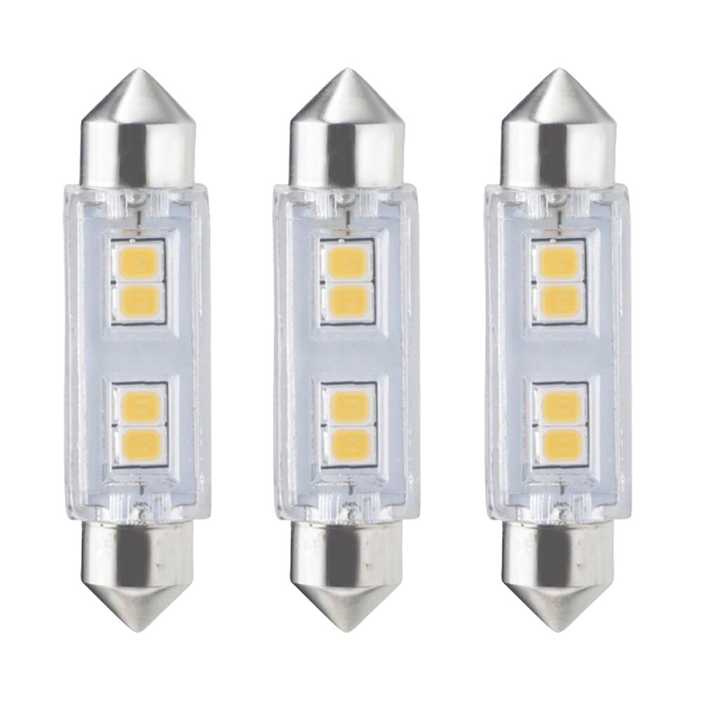 Bulbrite 0.8 Watt T3 Mini LED Light Bulb, Low Voltage Non-Dimmable Festoon Base, Soft White Light Bulb (Pack of 3)