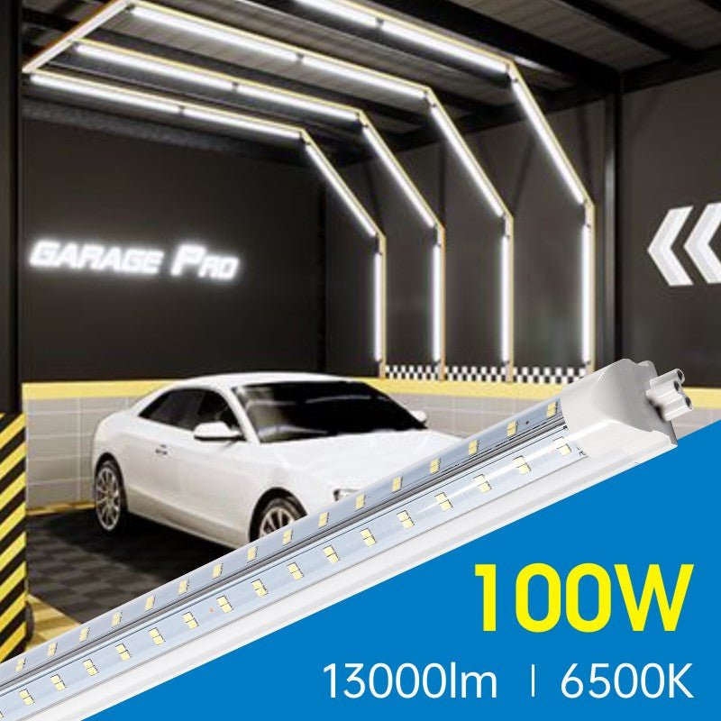LED Shop Light 100W 13000LM 6500K 8FT 270° Angle 4 Row LEDs V Shaped Integrated Fixture, T8 Tube Light, Cool White, Clear Cover, Higher Brightness, LED Shop Lights For Garage Warehouse Workshop10 Pack