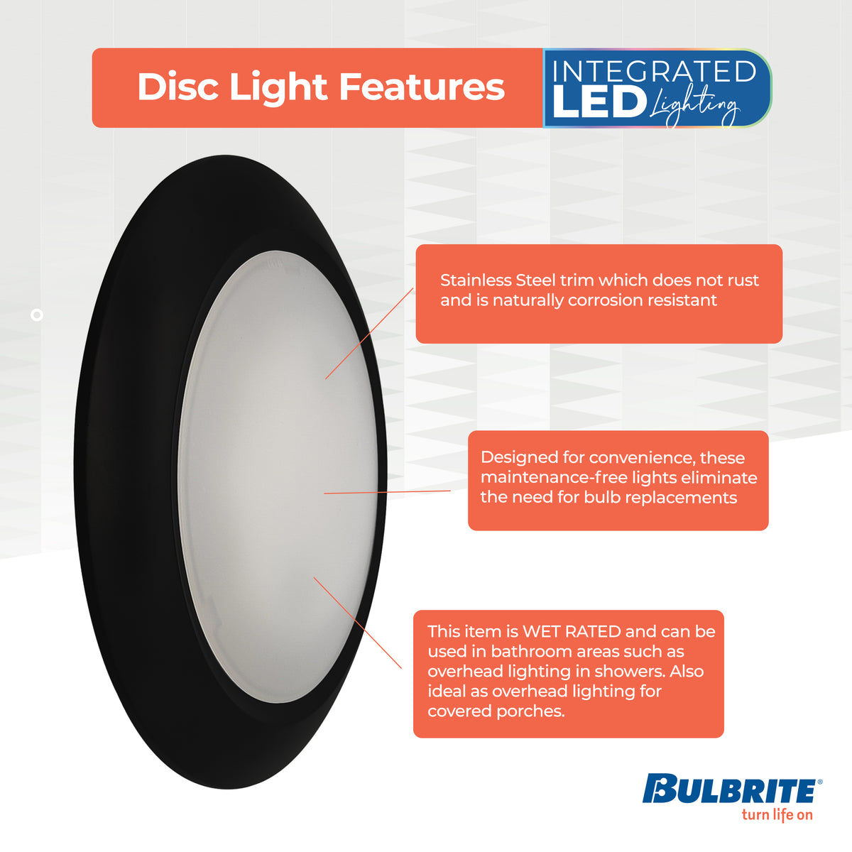 Bulbrite 25 – Watt LED 10" Disc, 3000K, 2000 Lumens, Black Finish