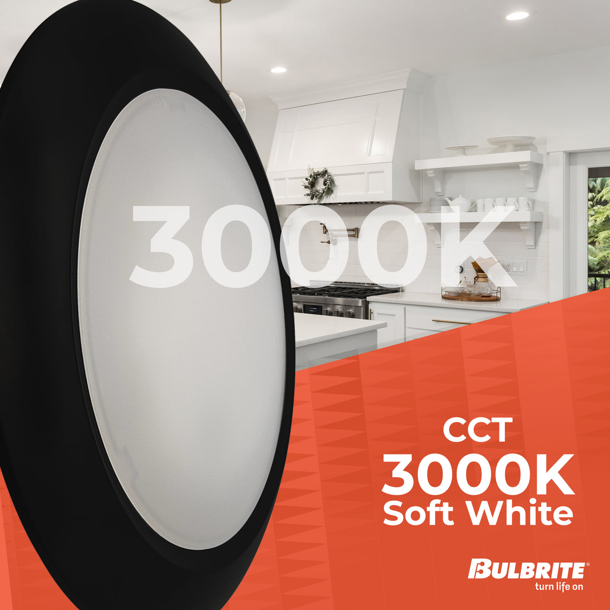 Bulbrite 25 – Watt LED 10" Disc, 3000K, 2000 Lumens, Black Finish