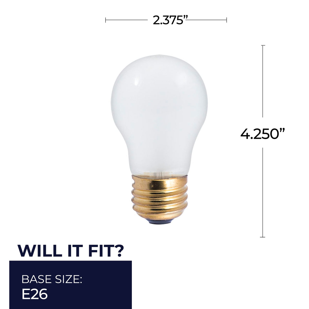 Bulbrite A19 Incandescent Light Bulb, 25W, 2700K, E26 Base, Frost Finish, Dimmable, 24-Pack
