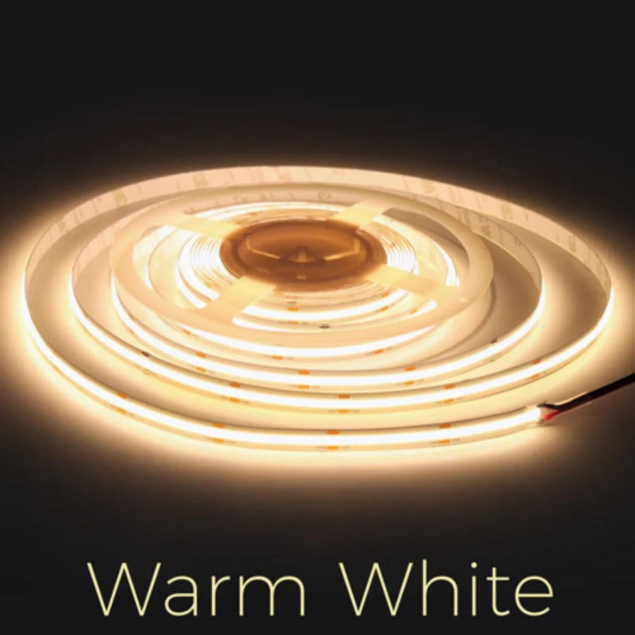 12VDC 5M Accent Series Dotless Strip Lights - 12V COB LED Strip, 528 LEDs/M, Dimmable, Dot-Free Indoor Tape for Cabinets, Shelves, Rooms & Accent Lighting - High CRI >90 - UL/ETL Listed - IP20 - 5m/16ft
