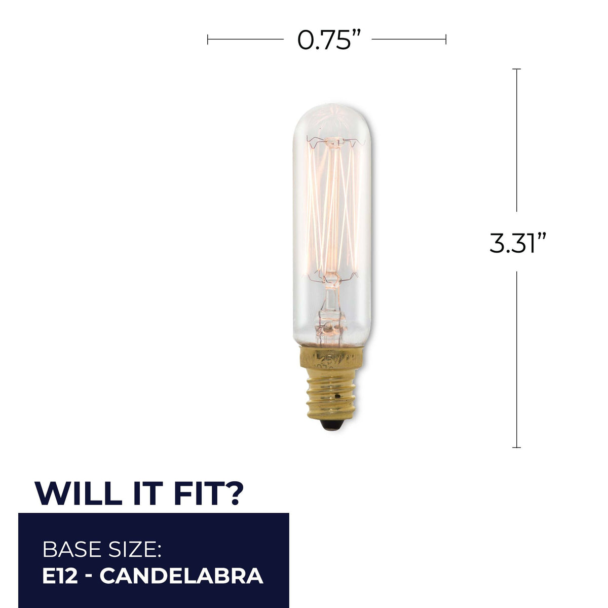 Bulbrite 25W Dimmable Clear Appliance, Amusement T6 E12 Candelabra BaseIncandescent Light Bulb, 4-Pack