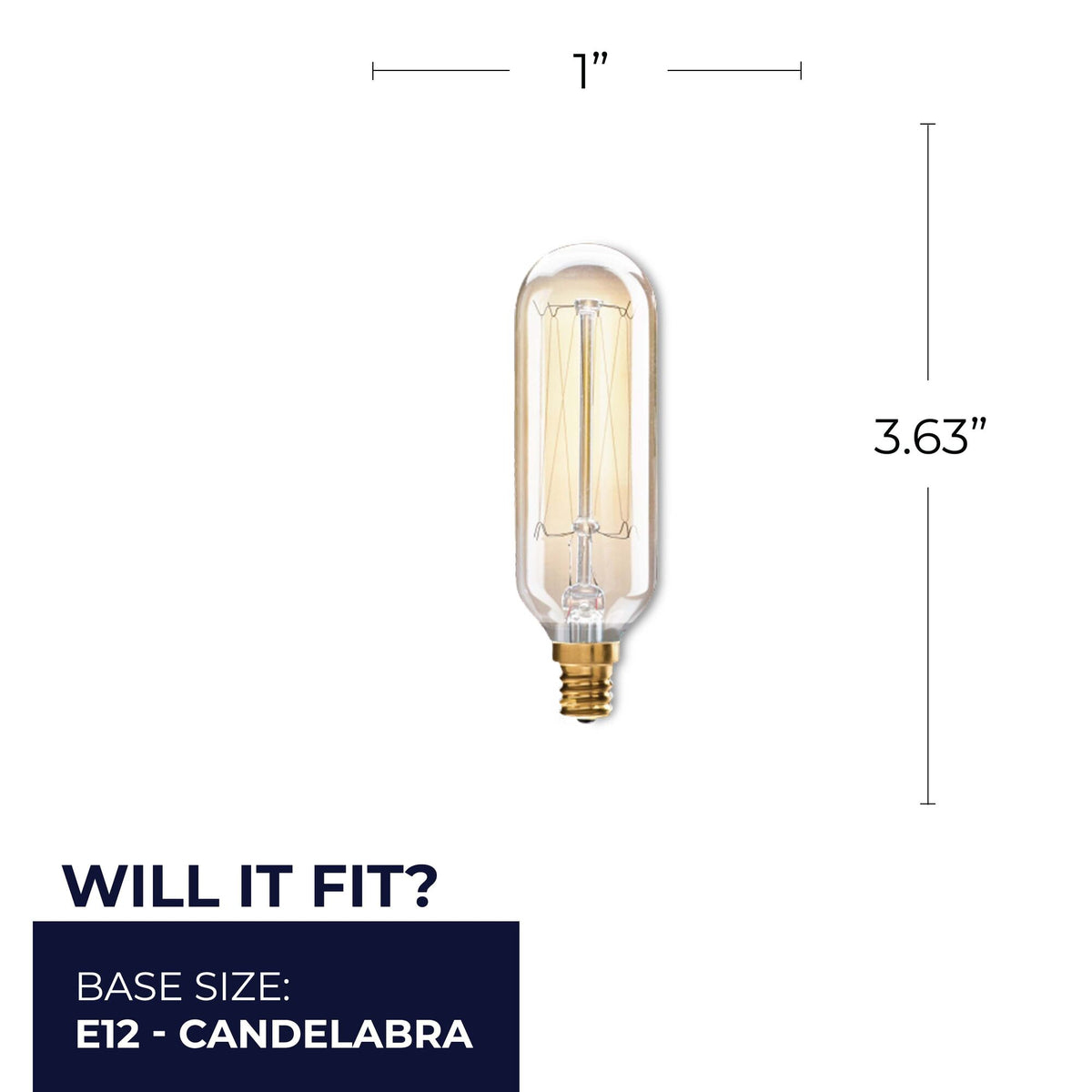 Bulbrite 40W Dimmable Antique Nostalgic Thread Filament T8 E12 Candelabra BaseIncandescent Bulb, 4-Pack