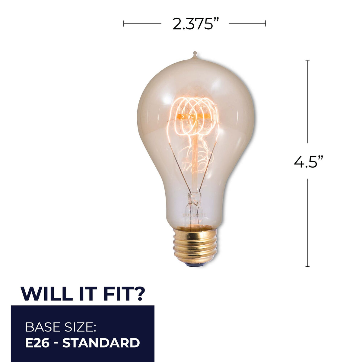 Bulbrite 25W Dimmable Antique Nostalgic Loop Filament A19 E26 Medium BaseIncandescent Bulb, 4-Pack