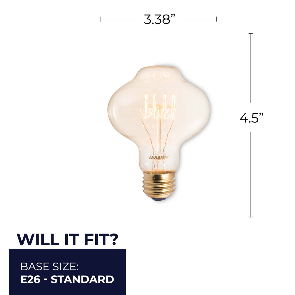 Bulbrite Nostalgic Collection Dimmable 40W BT27 Incandescent Light Bulbs with Antique Glass Finish and Medum (E26) Screw Base, 2200K Amber Light, 4-Pack