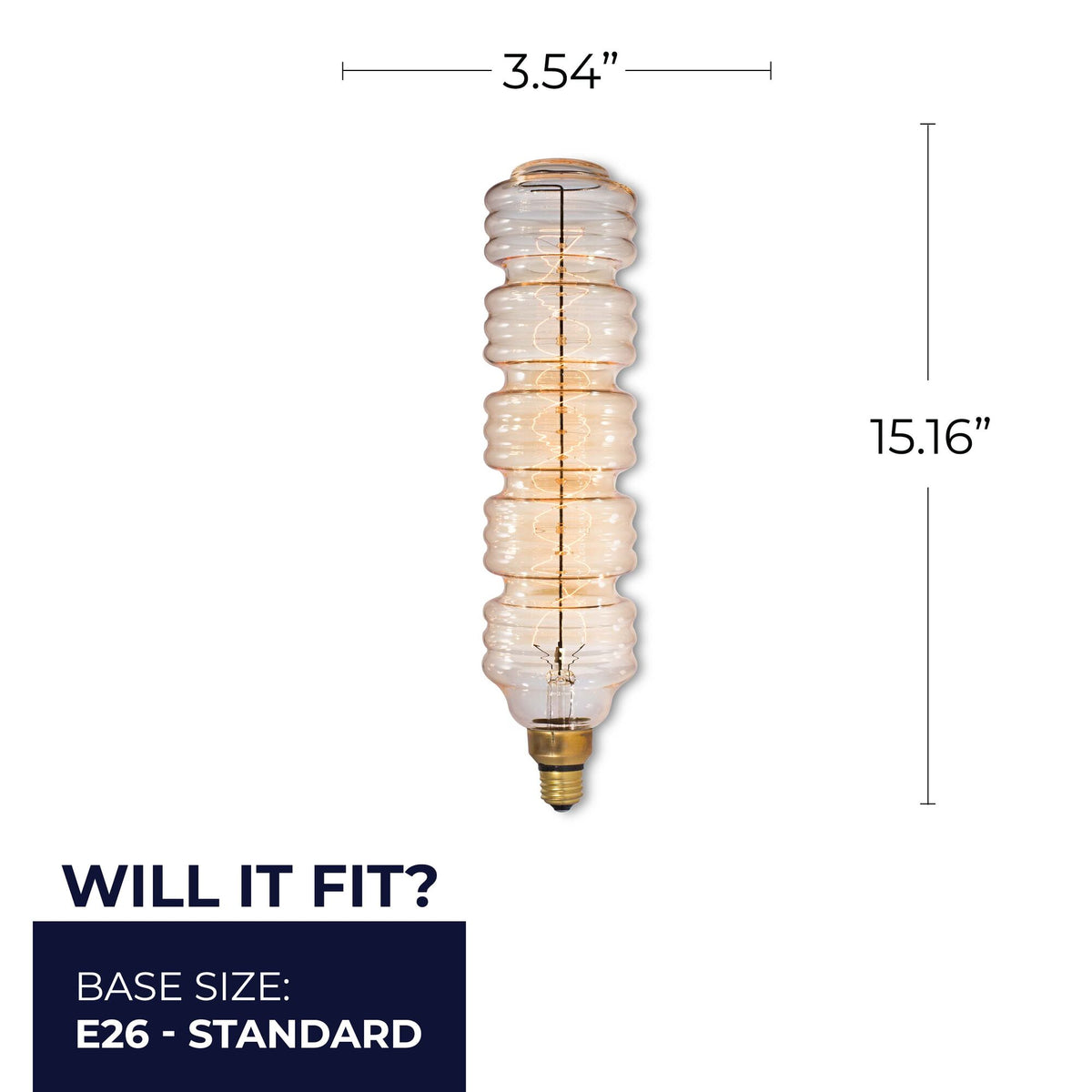 Bulbrite Grand Nostalgic Collection 60W Dimmable Water Bottle Shape Oversized Decorative Incandescent Light Bulb with E26 Medium Base, 2200K Amber Light, Antique Glass Finish