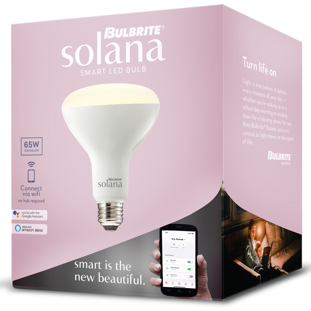 Bulbrite Solana BR30 WiFi Smart LED Flood Light Bulb, 8W, 65W Equivalent, RGB/Tunable White, E26 Base, Frosted, 2-Pack