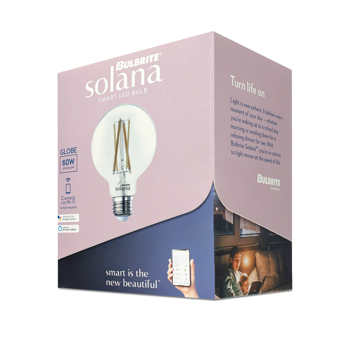Bulbrite Solana 2-Pack 60W Equivalent G25 Smart WiFi Connected 90CRI LED Edison Filament Light Bulb