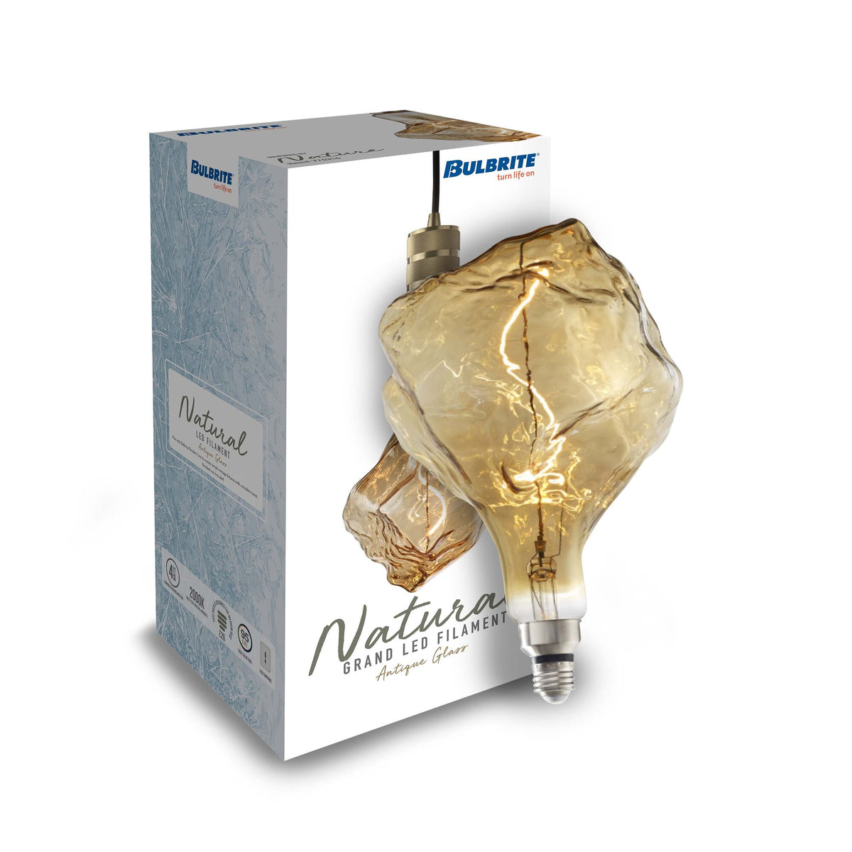 Bulbrite LED Grand Filament Nostalgic Iceberg Shaped Light Bulb, 60W Equivalent, E26 Medium Base, 2000K, Antique