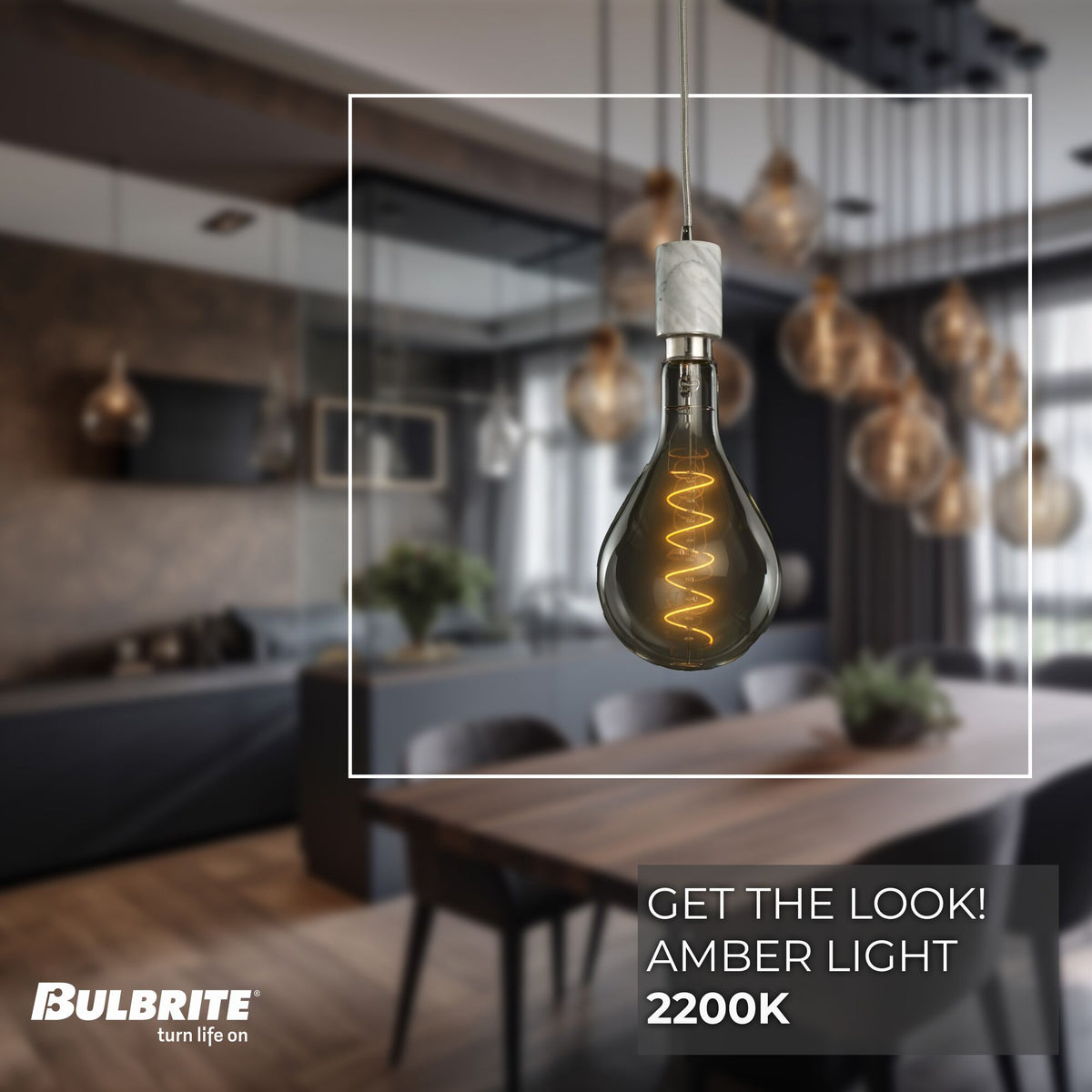 Bulbrite Grand Mini Pendant Light, 4W, 60W Equivalent, 2200K, E26 Base, White Finish, Dimmable, 12.68-Inch Length