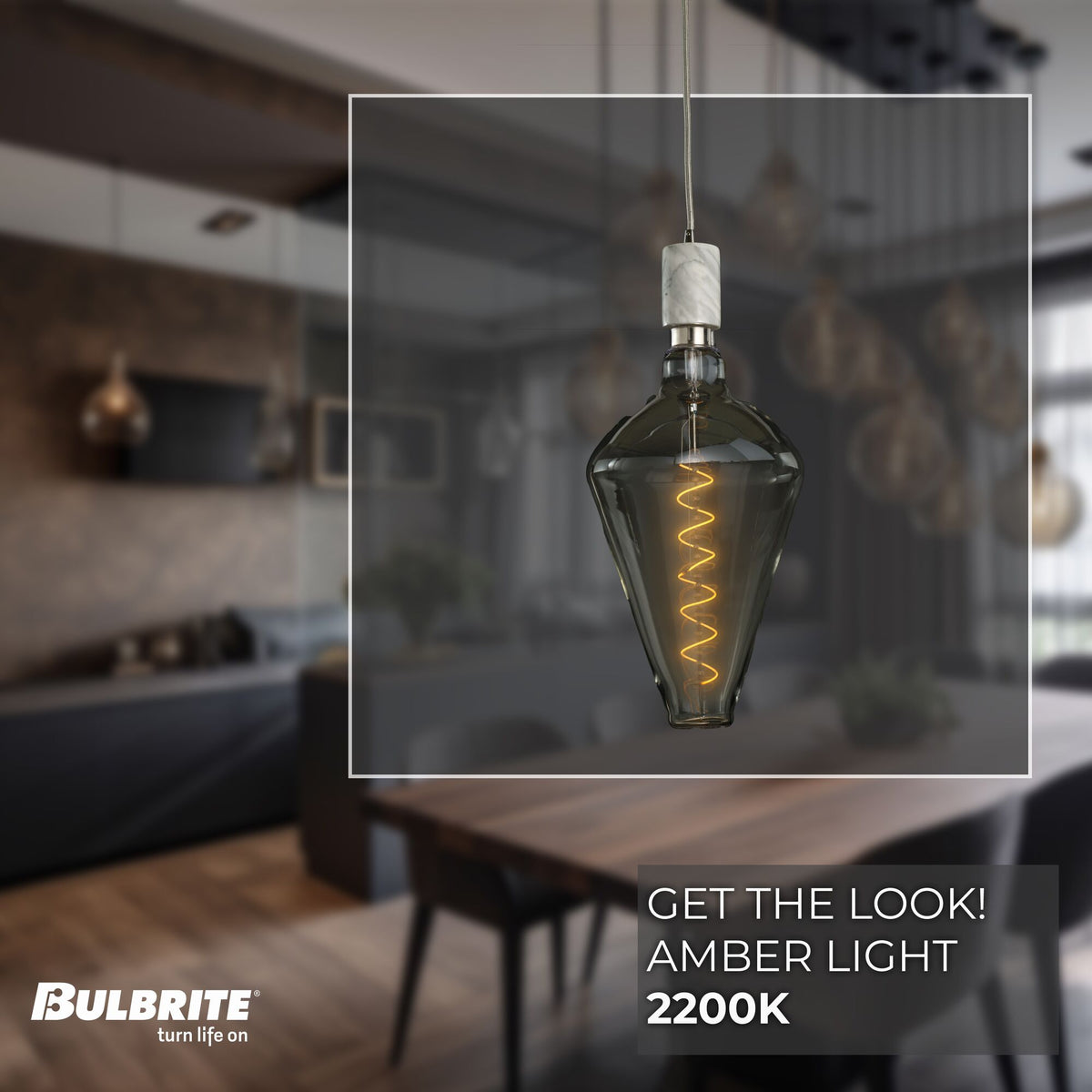 Bulbrite Grand Mini Pendant Light, 4W, 60W Equivalent, 2200K, E26 Base, White Finish, Dimmable, 15.35-Inch Length