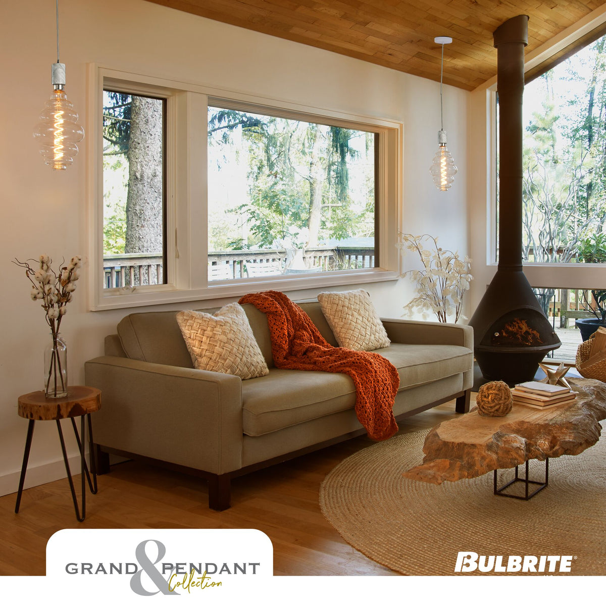 Bulbrite Grand Mini Pendant Light, 4W, 60W Equivalent, 2200K, E26 Base, White Finish, Dimmable, 190 Lumens