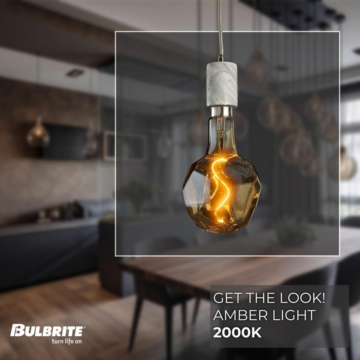 Bulbrite Grand Mini Pendant Light, 4W, 60W Equivalent, 2200K, E26 Base, White Finish, Dimmable, 200 Lumens