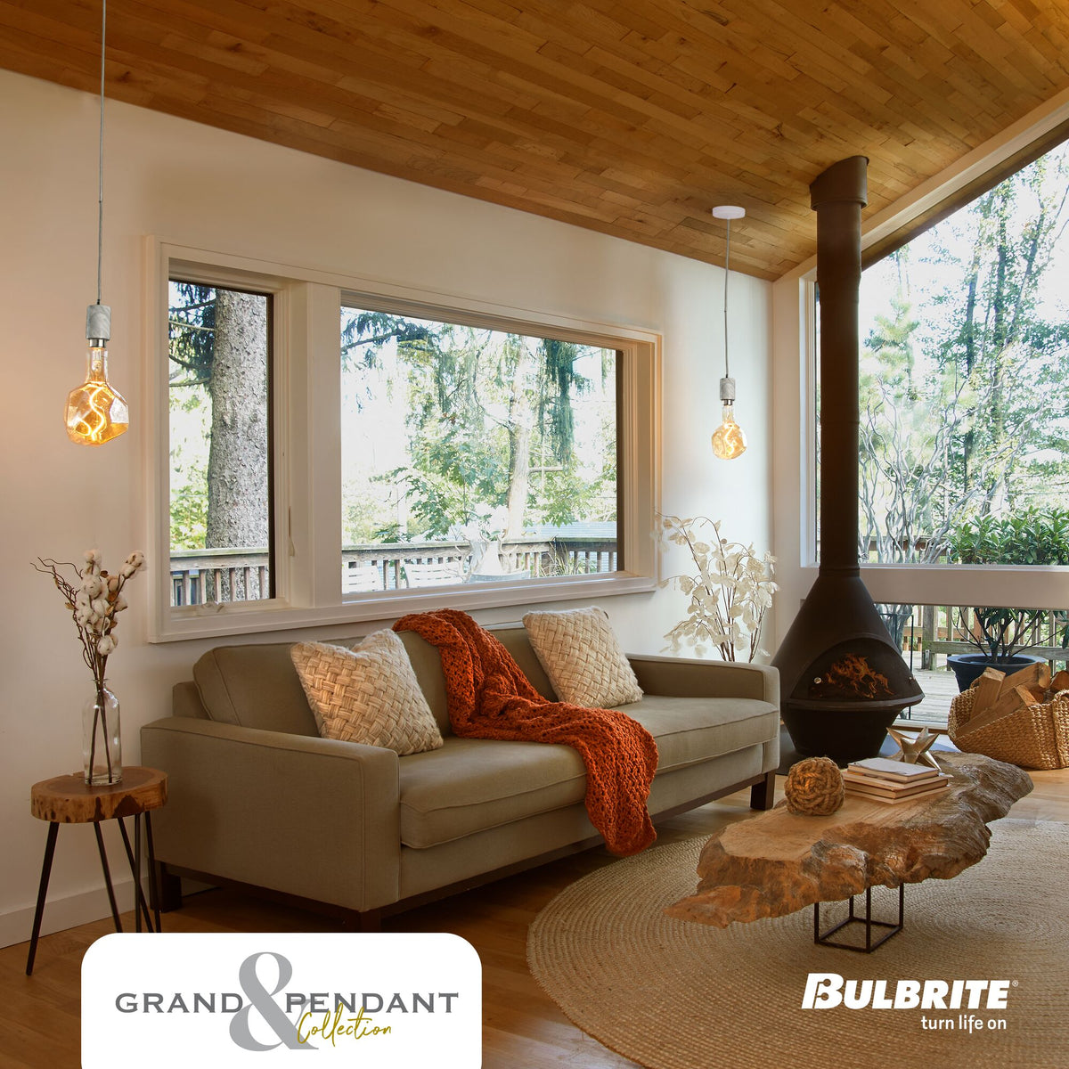 Bulbrite Grand Mini Pendant Light, 4W, 60W Equivalent, 2200K, E26 Base, White Finish, Dimmable, 200 Lumens