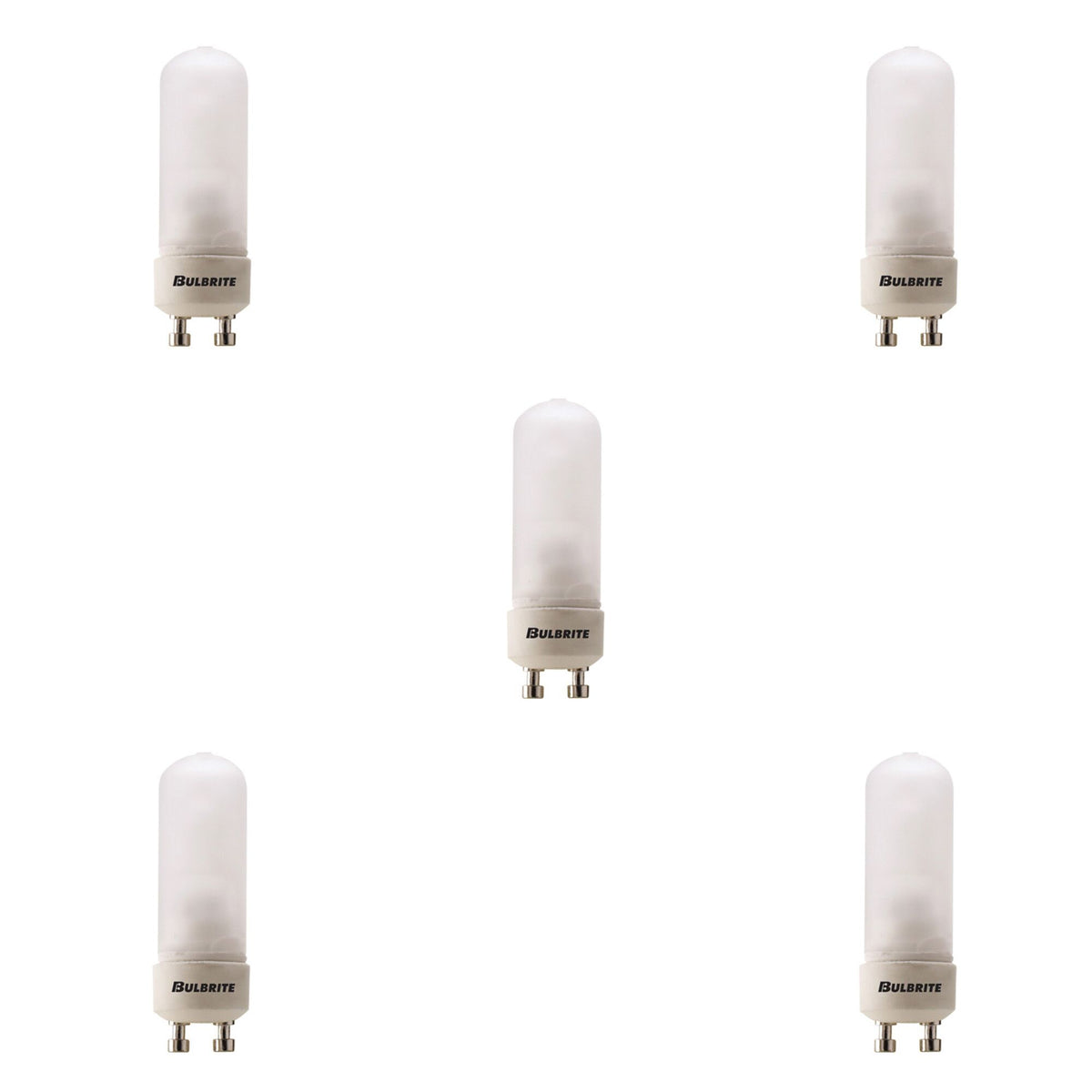 Bulbrite Halogen Pack of (5) 120-Volt Frosted Double Envelope DJD Type Tubular Light Bulbs with Twist-and-Lock (GU10) Bi-Pin Base, 35-Watt, 2900K (Soft White Light)