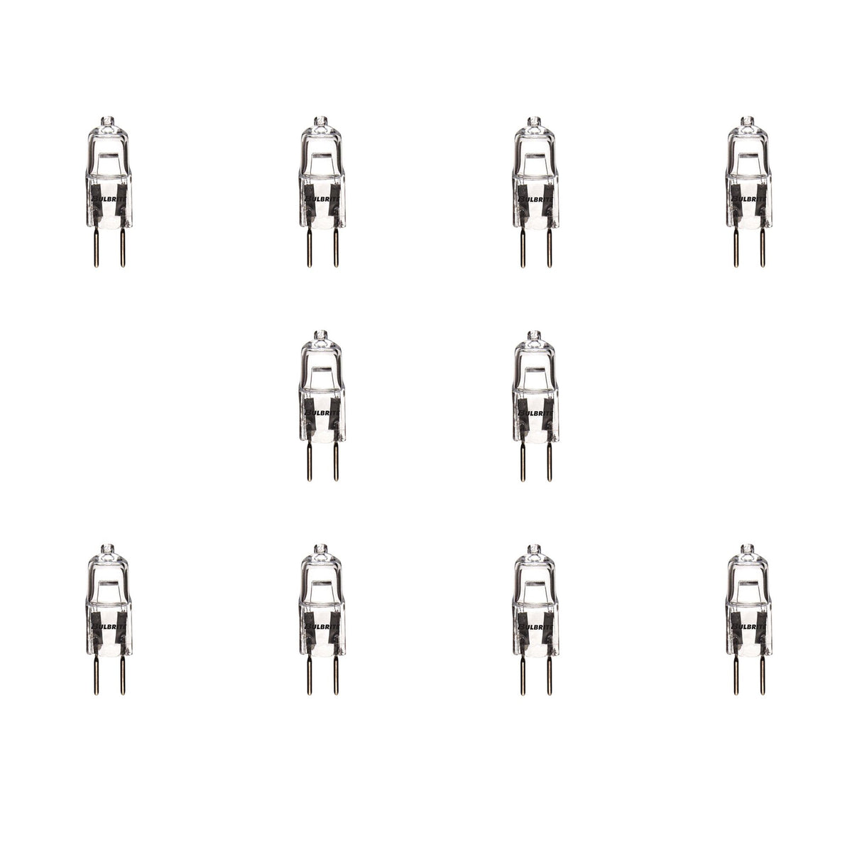Bulbrite Pack of (10) Halogen Mini T3 JC Bi-Pin Base (GY6.35) Light Bulbs, 50 Watt, Clear
