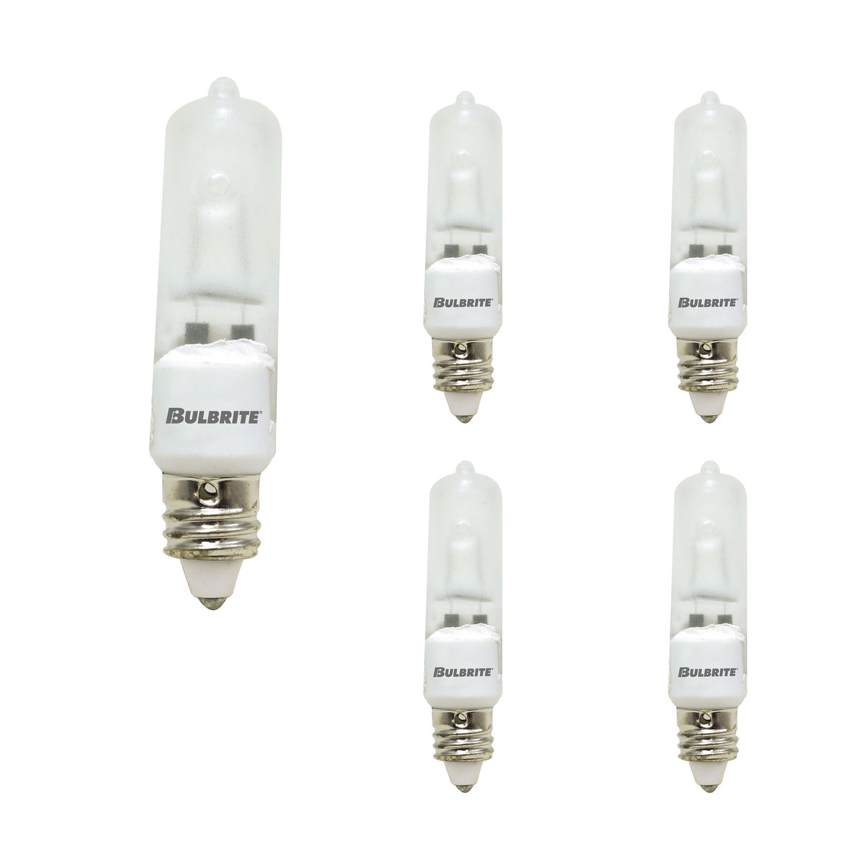 Bulbrite Pack of (5) 50 Watt Dimmable Frost T4 Mini-Candelabra (E11) Halogen Light Bulbs
