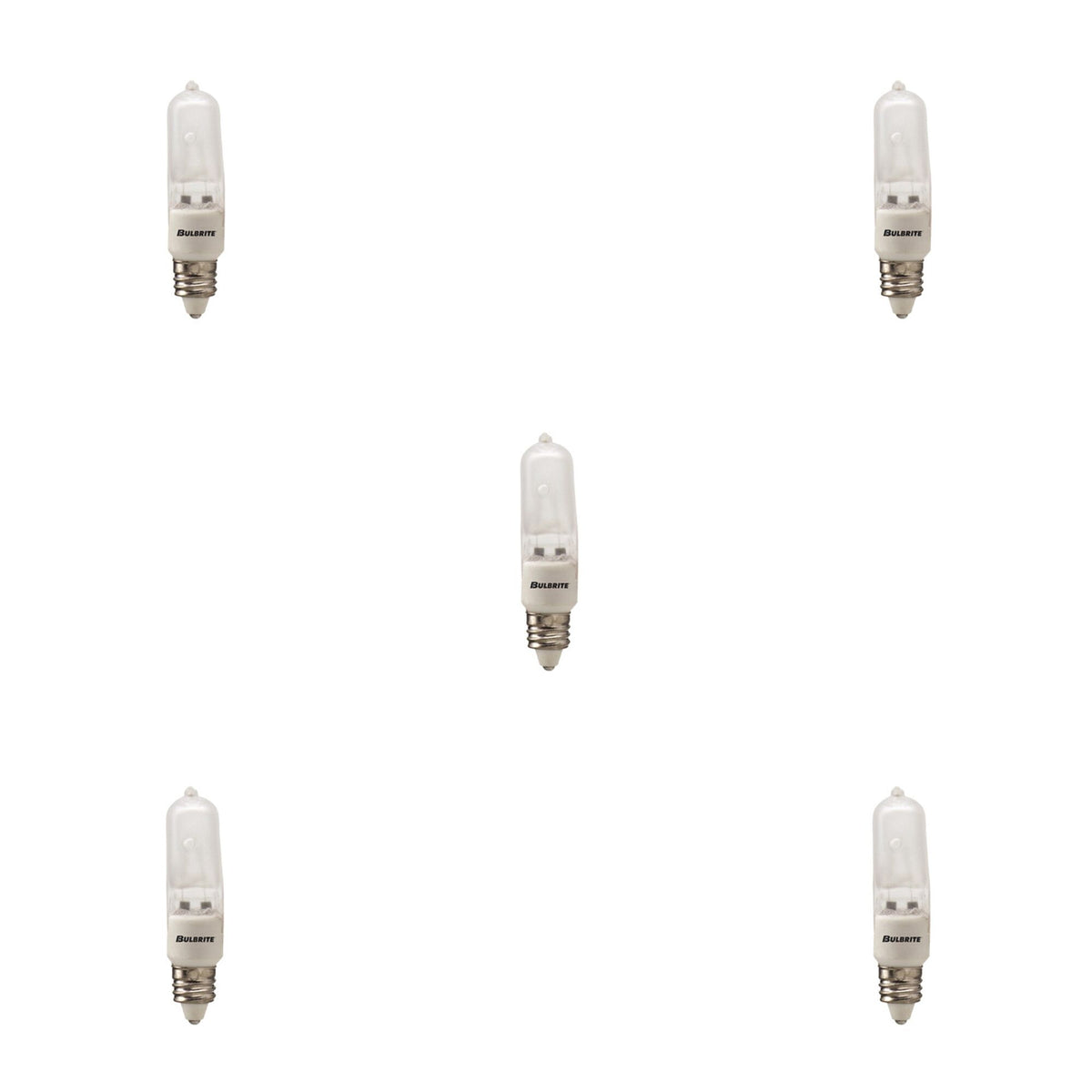 Bulbrite Halogen Pack of (5) Dimmable 120-Volt T4 Mini Bulbs with Frost Glass Finish and Mini-Candelabra (E11) Screw Base, 75 Watt, 2900K (Soft White Light)