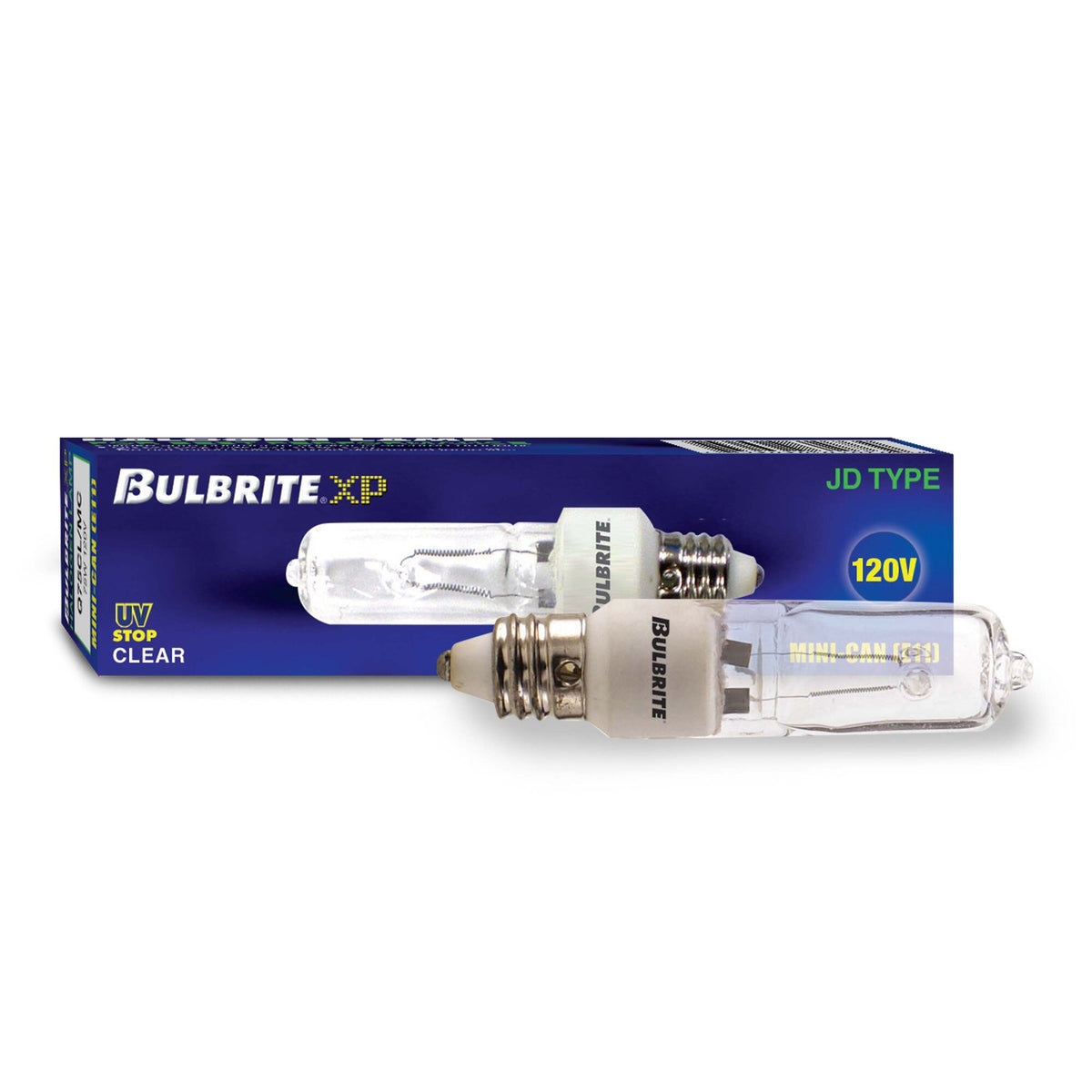 Bulbrite 75W Dimmable Clear T4 Mini – Candelabra (E11) Halogen Bulb, 2900K, 1350 Lumens, 5-Pack
