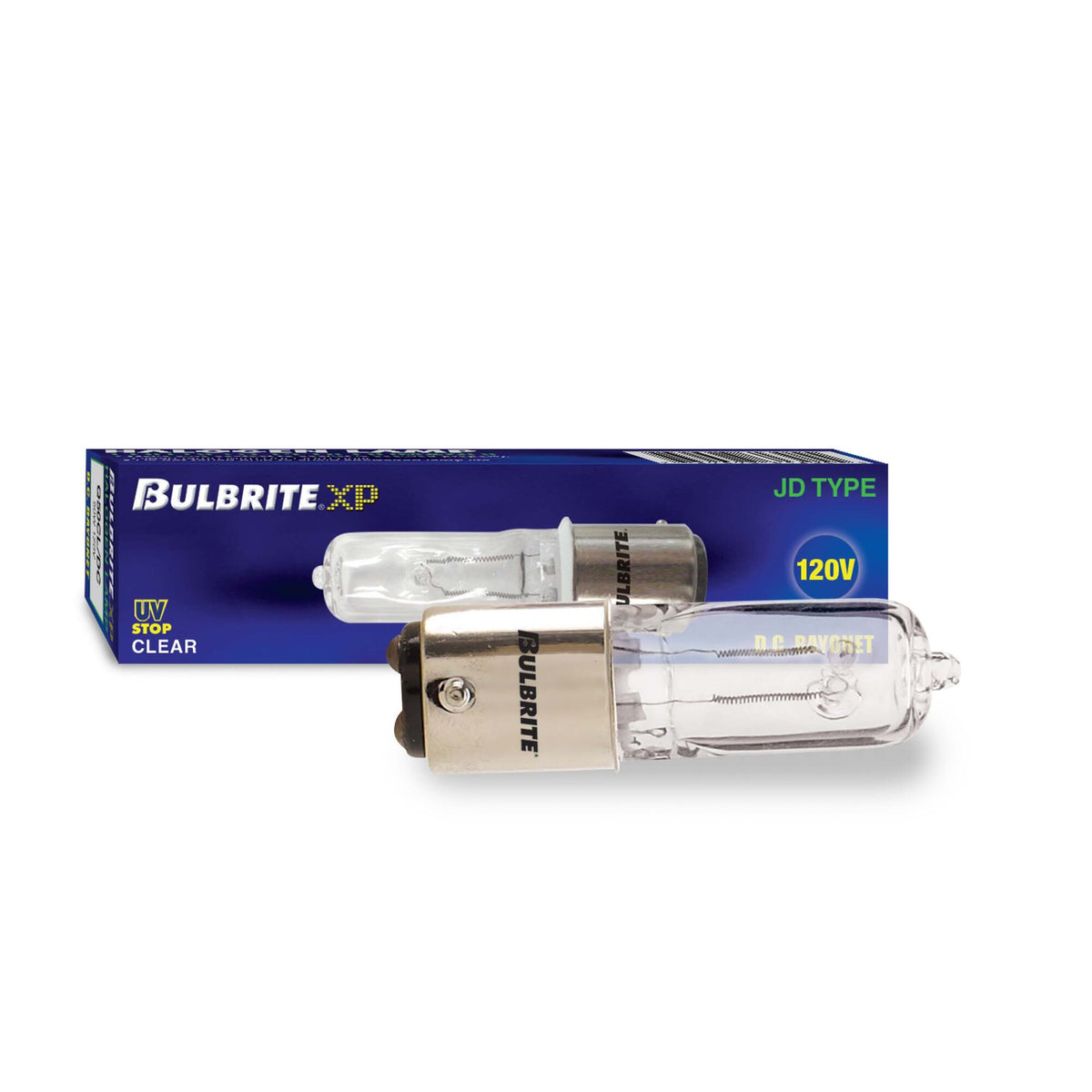 Bulbrite Halogen T4 Double – Contact Bayonet Base (BA15D) Light Bulb, 50W, Clear, 5-Pack