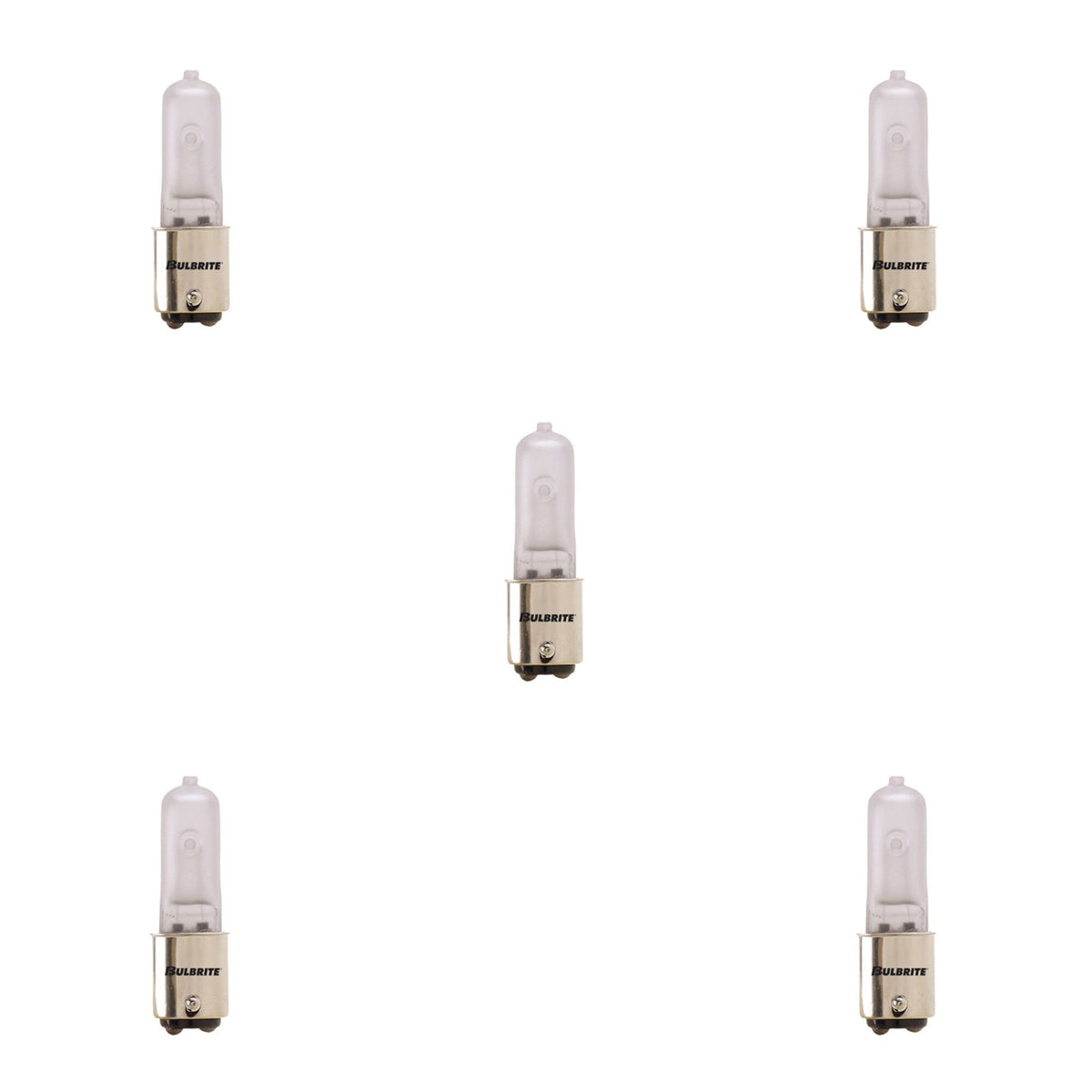 Bulbrite Halogen T4 Double-Contact Bayonet Base (BA15D) Light Bulbs 5 Pack 50 Watt, Frost