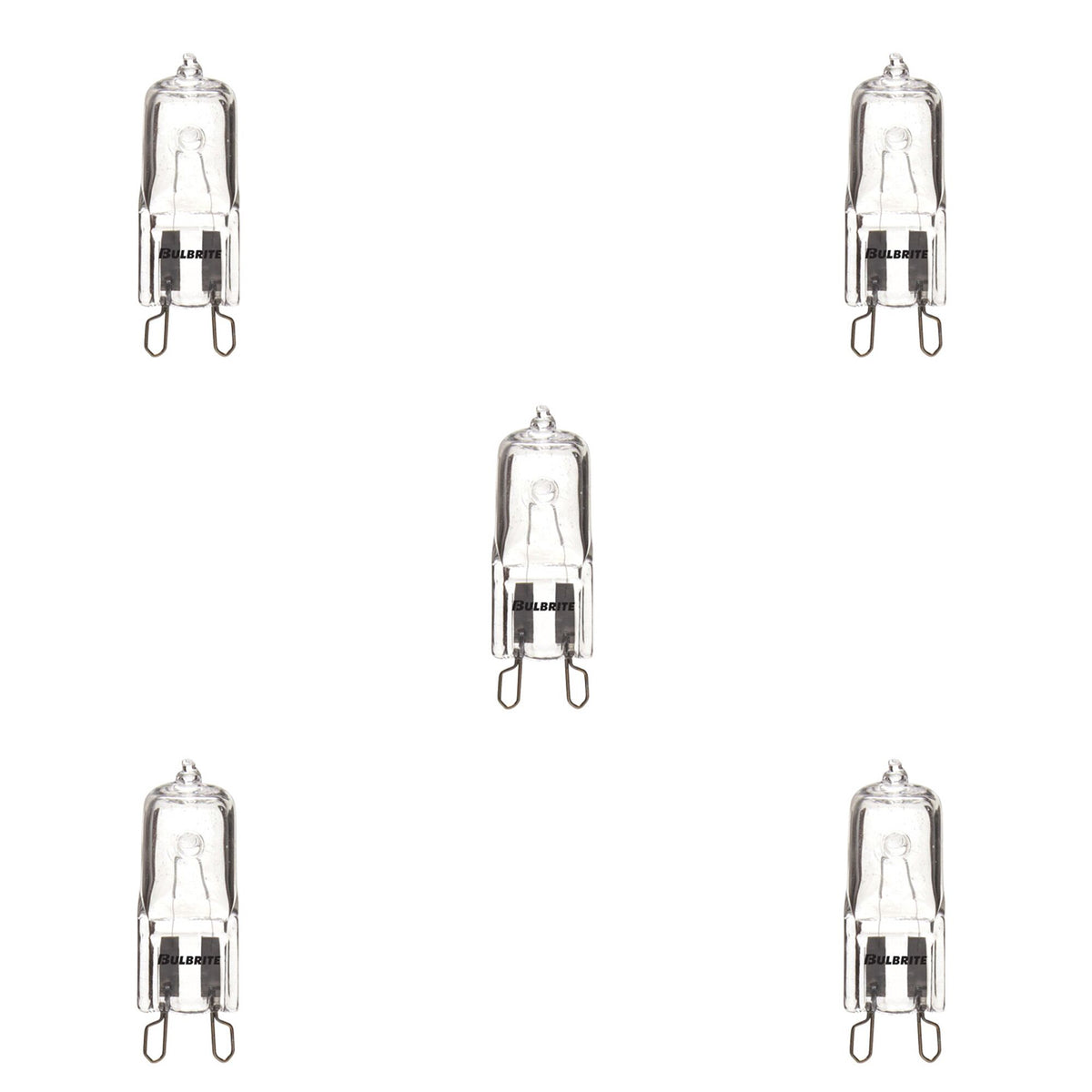 Bulbrite Halogen Pack of (5) Dimmable 120-Volt T4 Mini Bulbs with Clear Glass Finish and G9 Bi-Pin Base, 20 Watt, 2900K (Soft White Light)