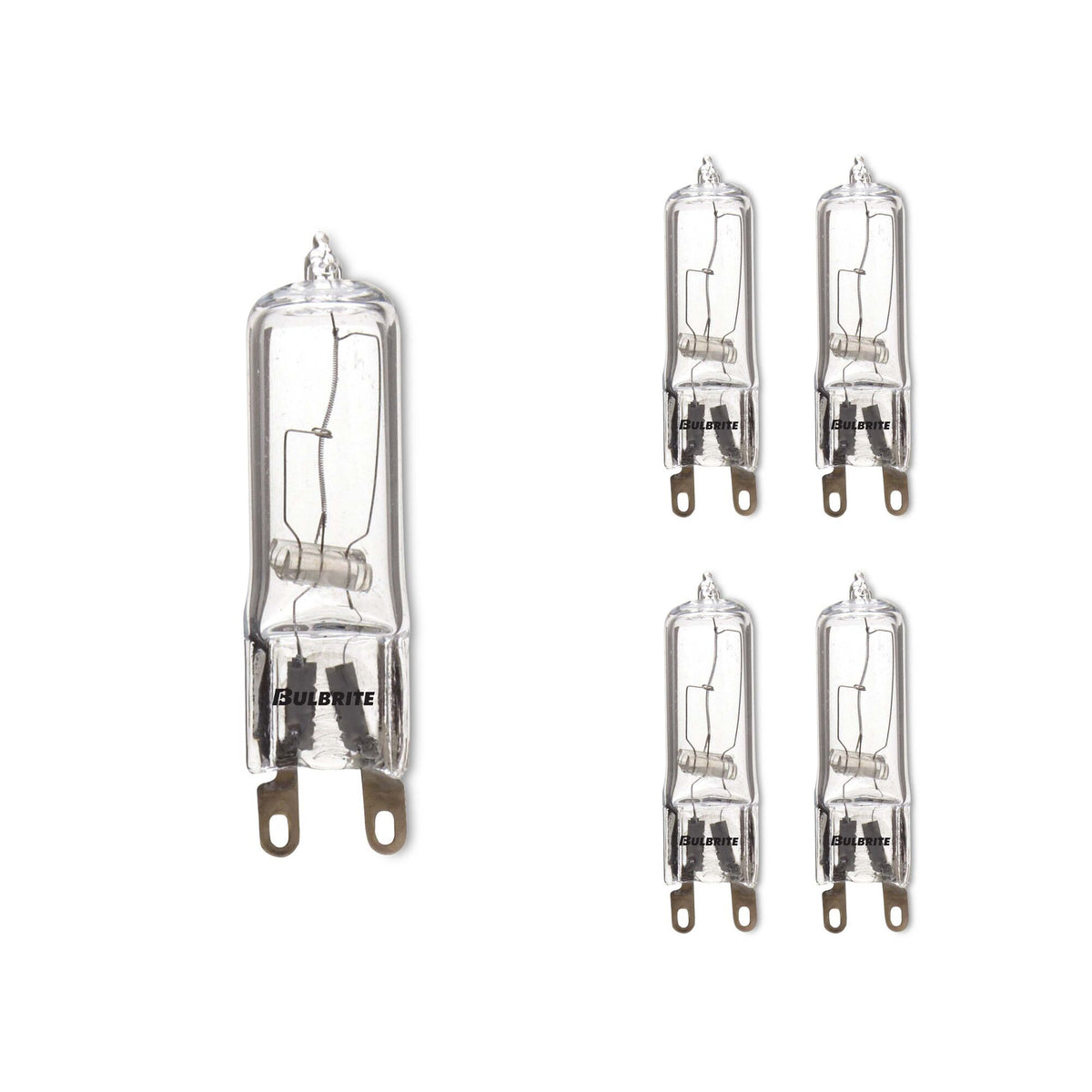 Bulbrite Pack of (5) Mini Halogen T4 Bi-Pin Base (G9) Light Bulbs, 40 Watt, Clear