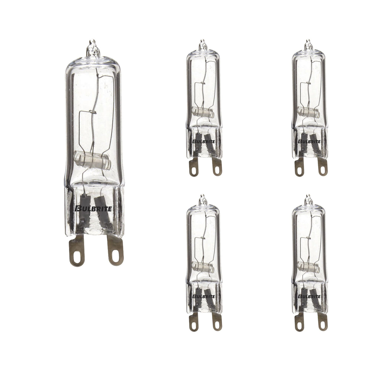 Bulbrite Pack of (5) 60 Watt Dimmable Clear T4 Bi-Pin (G9) Mini Halogen Light Bulbs
