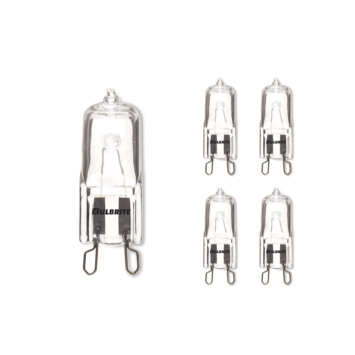 Bulbrite Pack of (5) 75 Watt Dimmable Clear T4 Bi-Pin (G9) Mini Halogen Light Bulbs