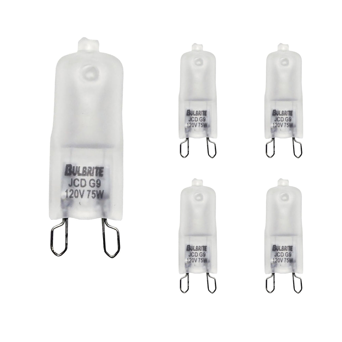 Bulbrite Pack of (5) Halogen T4 Bi-Pin Base (G9) Light Bulb, 75 Watt, Frost