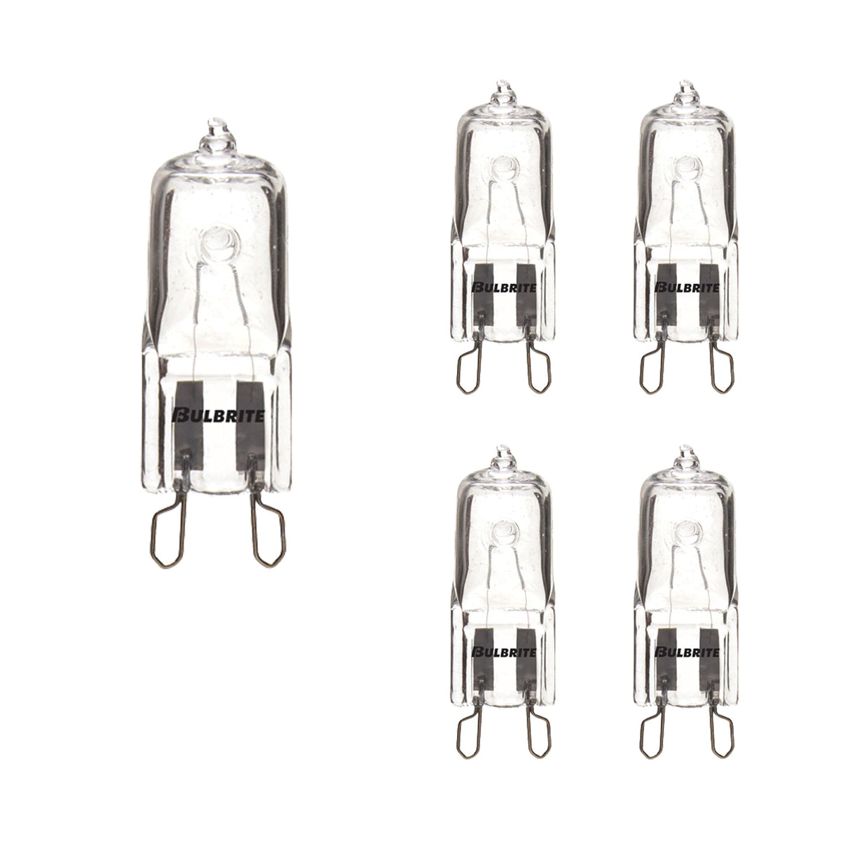 Bulbrite Pack of (5) 100 Watt Dimmable Clear T4 Bi-Pin (G9) Mini Halogen Light Bulbs