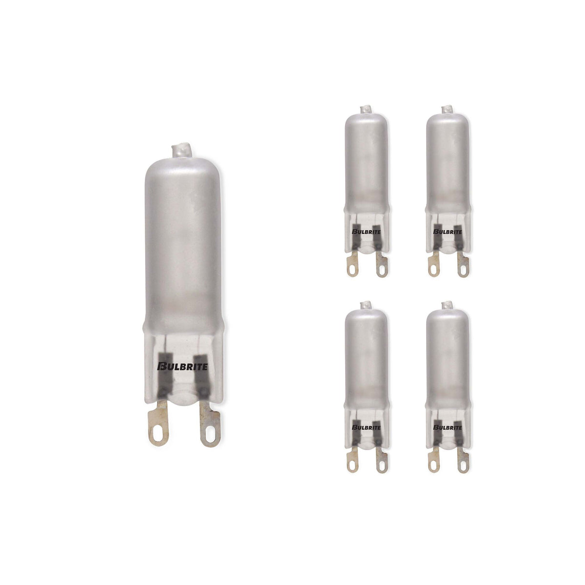 Bulbrite Pack of (5) 60 Watt 120V Dimmable Frost T4 Halogen Mini Light Bulbs with Bi-Pin (G9) Base, 2900K Soft White Light