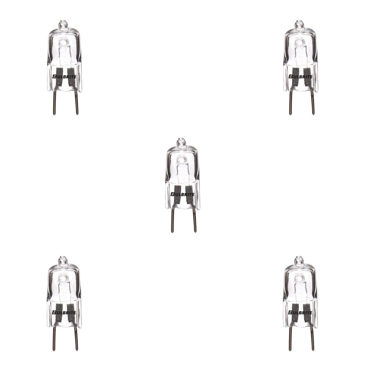 Bulbrite Pack of (5) 20 Watt Dimmable Clear T4 Bi-Pin (GY8) Mini Halogen Light Bulbs
