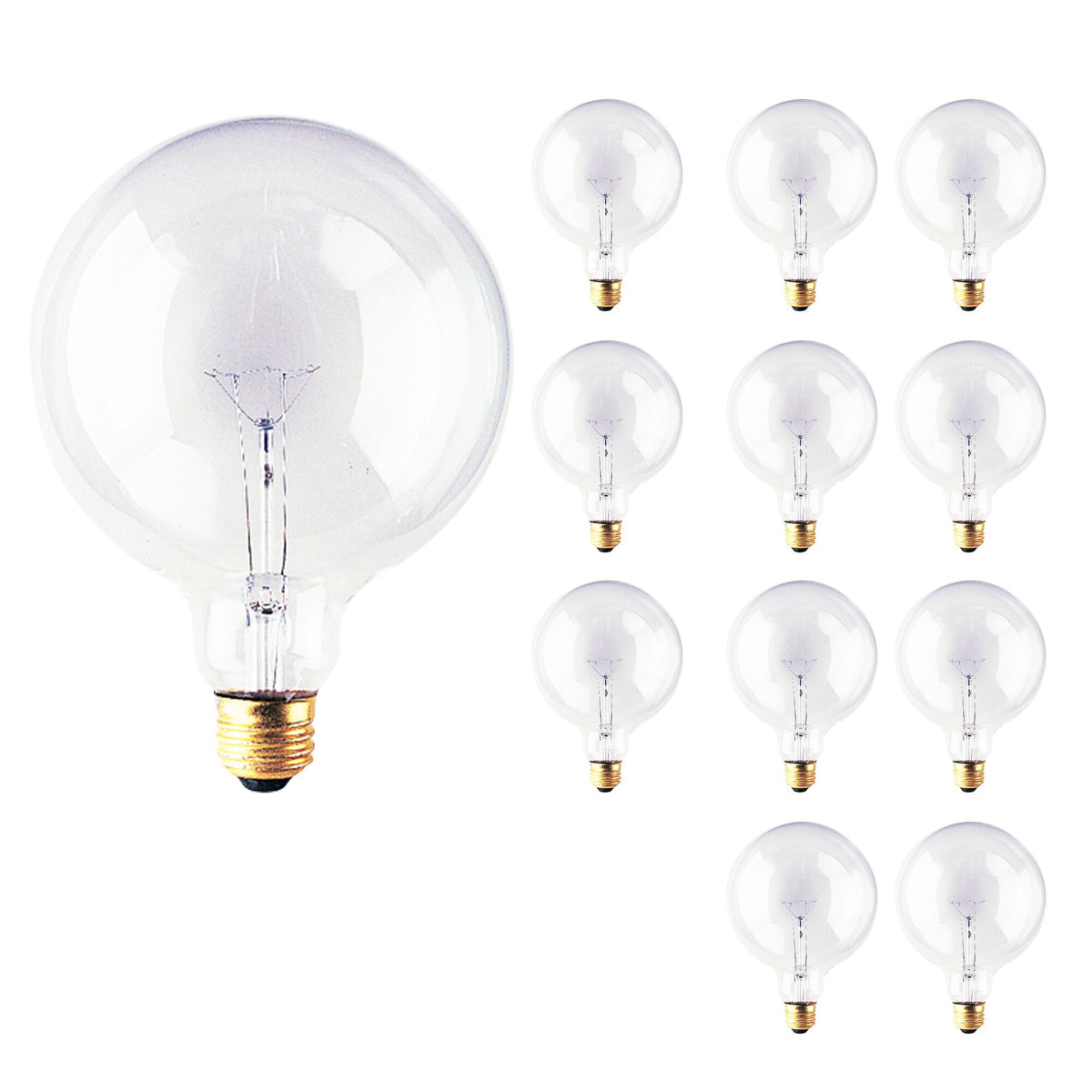 Bulbrite Incandescent Pack of (12) Dimmable 25 Watt Globe G40 Light Bulbs with Clear Glass Finish and Medium (E26) Screw Base, 2700K (Warm White Light)