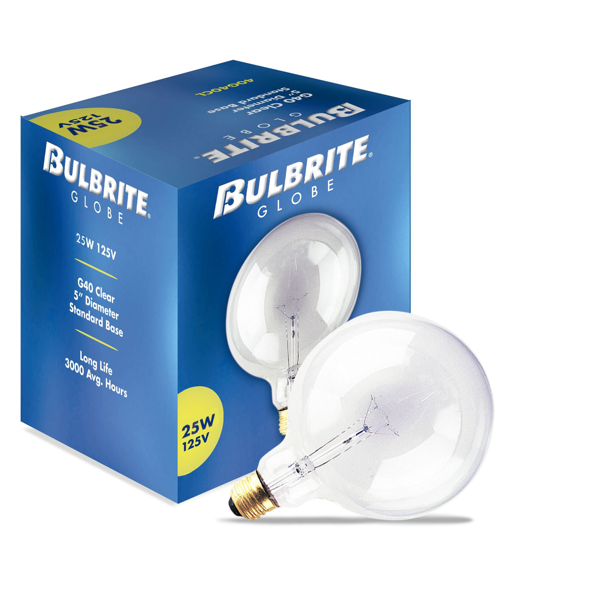 Bulbrite Incandescent Dimmable 25W Globe G40 Light Bulbs with Clear Glass Finish and E26 Medium BaseScrew Base, 2700K Warm White Light, 12-Pack