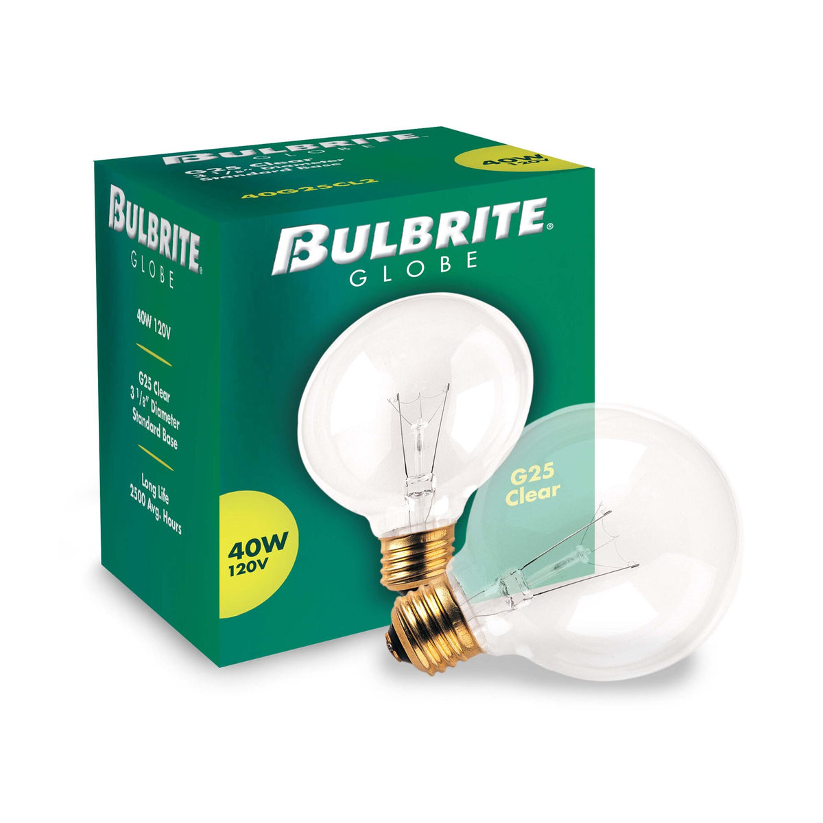 Bulbrite Incandescent Dimmable 40W Globe G25 Light Bulbs with E26 Medium BaseScrew Base, 2700K Warm White Light, 24-Pack