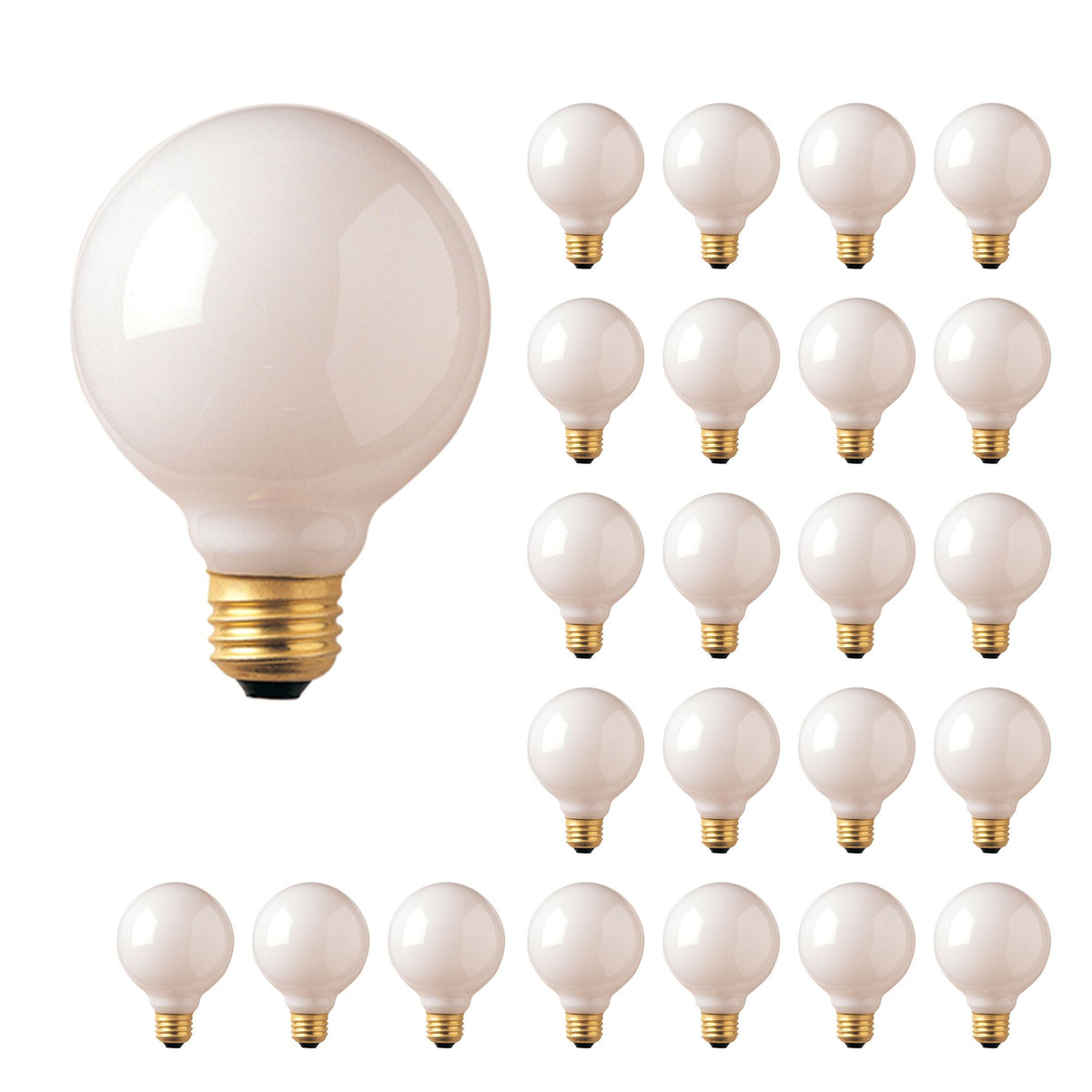 Bulbrite Pack of (24) 40 Watt Dimmable Incandescent G25 Light Bulbs with Standard E26 Screw Base, White Glass Finish