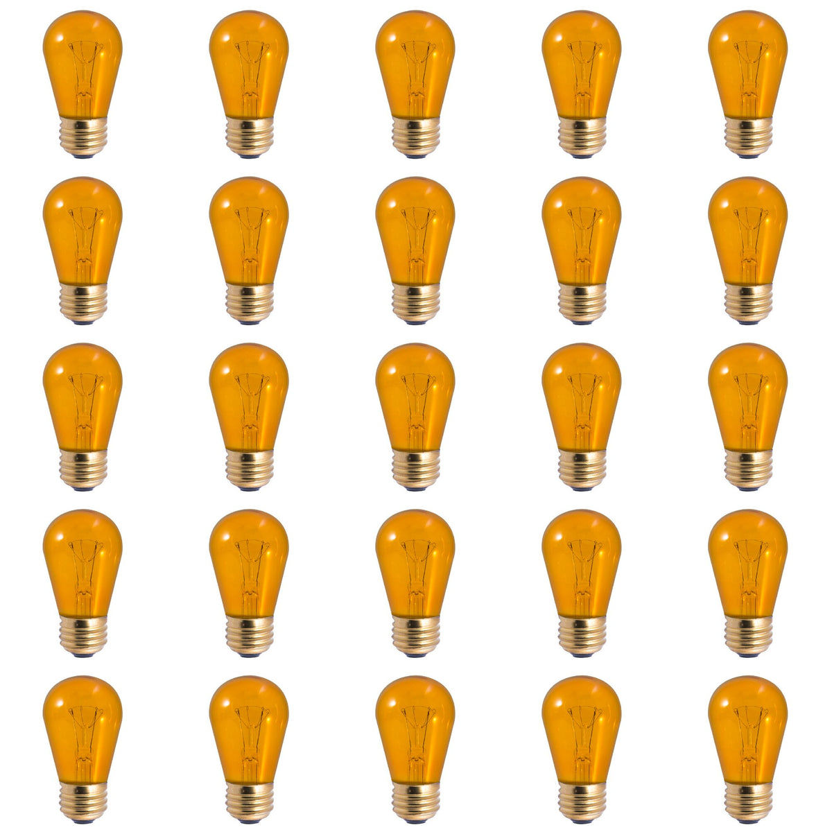 11W S14 SIGN TRANSPARENT AMBER E26 130V-25PK