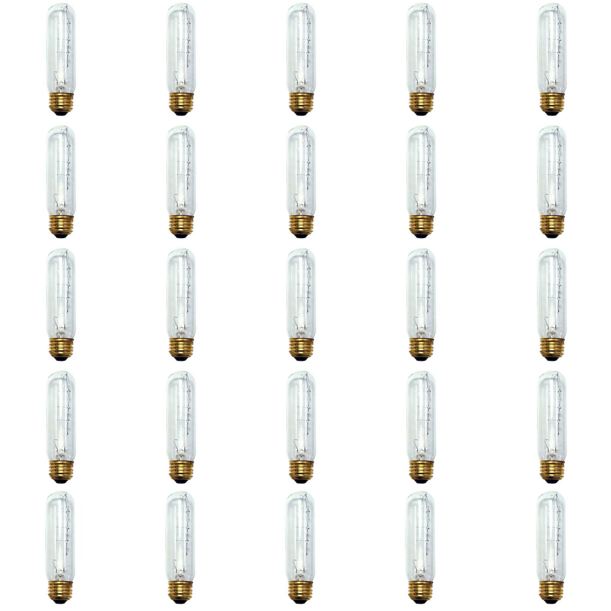 Bulbrite Incandescent Pack of (25) Dimmable 40 Watt Tubular T10 Light Bulbs with Medium (E26) Screw Base, 2700K (Warm White Light)