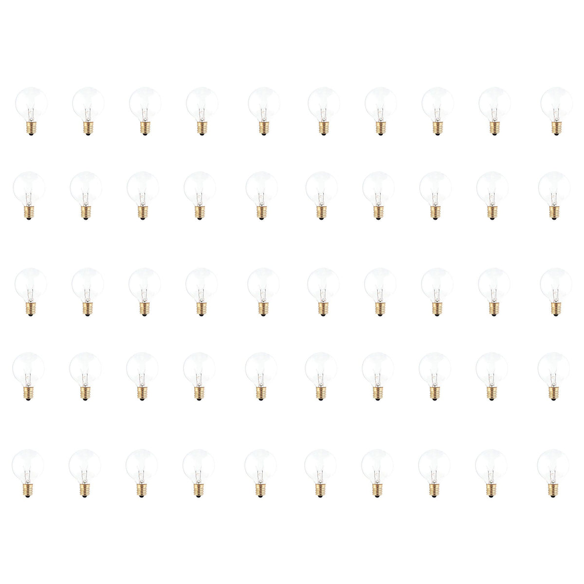 Bulbrite 40 Watt Incandescent G12 Globe Bulb, Clear Dimmable Candelabra Screw Base (E12) Warm White Light Bulb (Pack of 50)