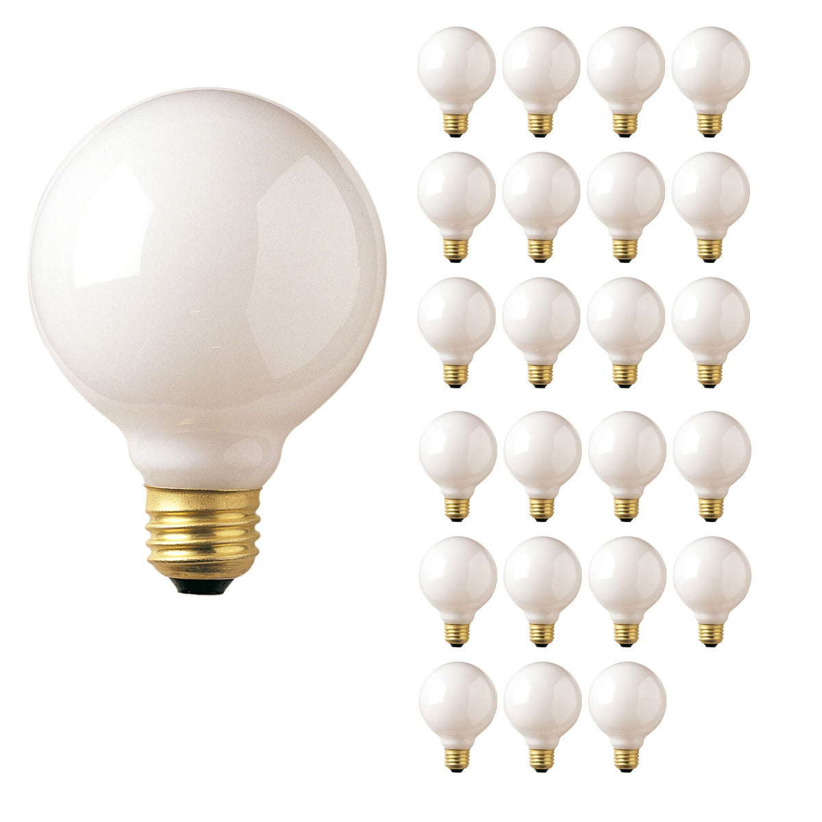 25W G25 GLOBE WHITE E26 130V-24PK