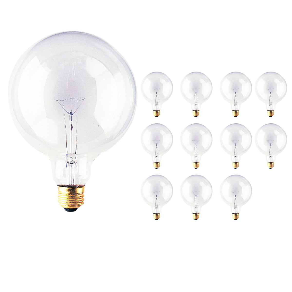 Bulbrite Incandescent G40 Medium Screw Base (E26) Light Bulb, 100 Watt, Clear 12-pack