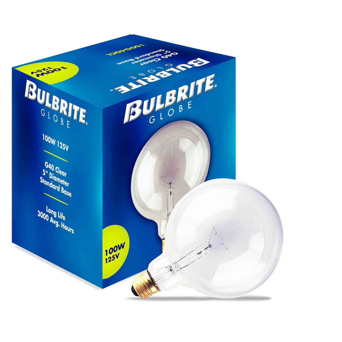 Bulbrite Incandescent G40 Medium Screw Base (E26) Light Bulb, 100W, Clear 12-Pack