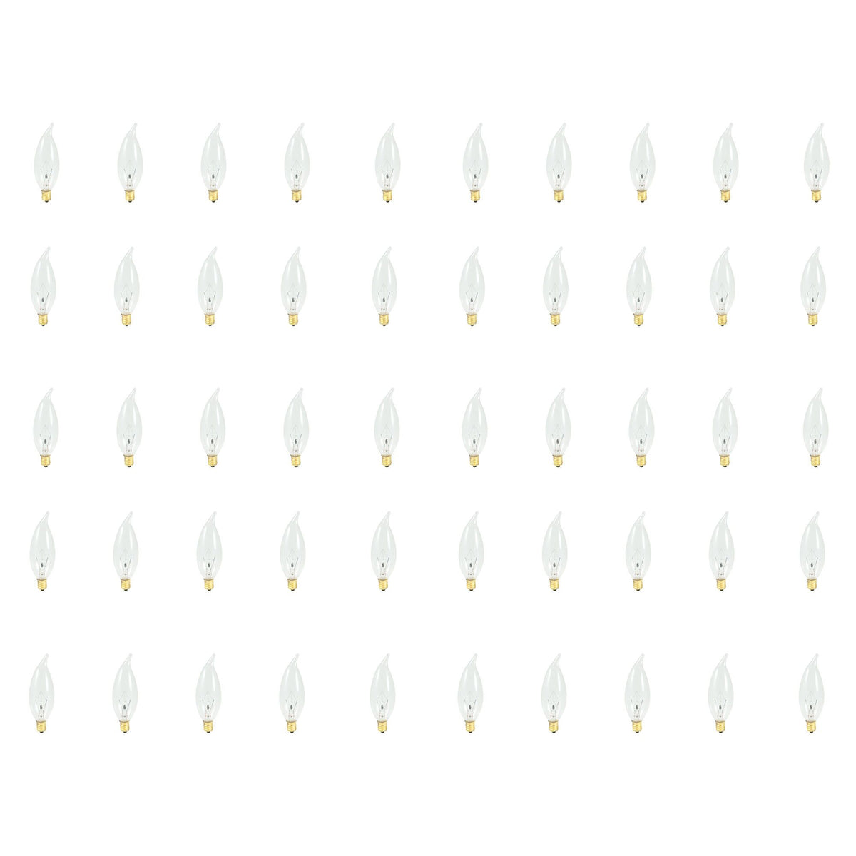 Bulbrite Incandescent CA10 Candelabra Screw Base (E12) Light Bulb, 40 Watt, Clear, Pack of 50