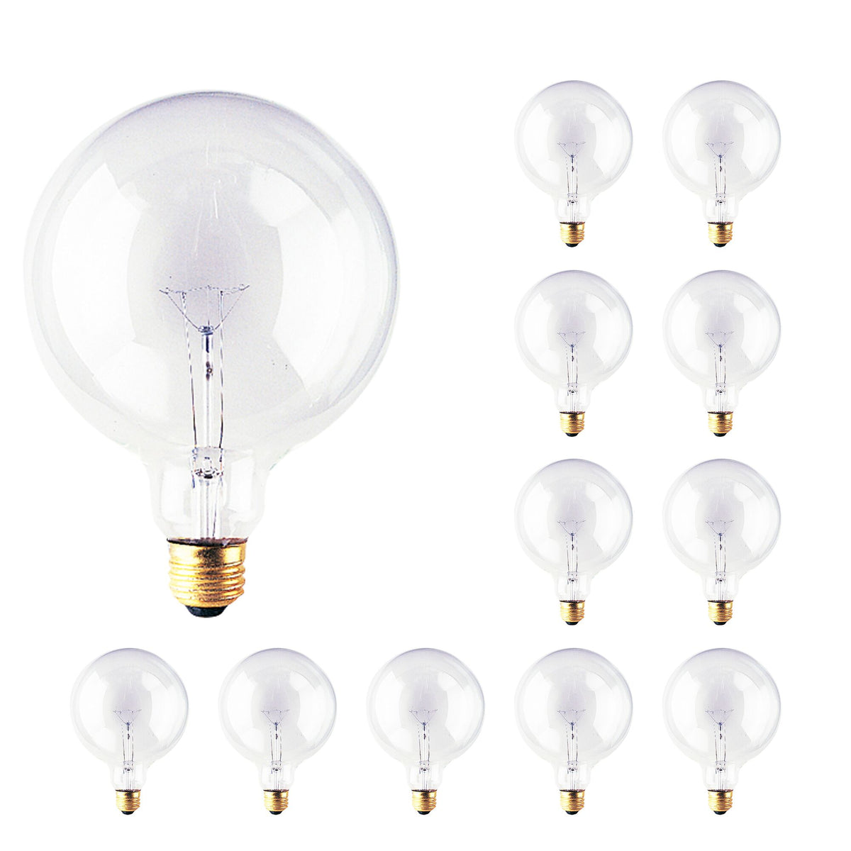 Bulbrite Pack of (12) Incandescent G40 Medium Screw Base (E26) Light Bulb, 40 Watt, Clear