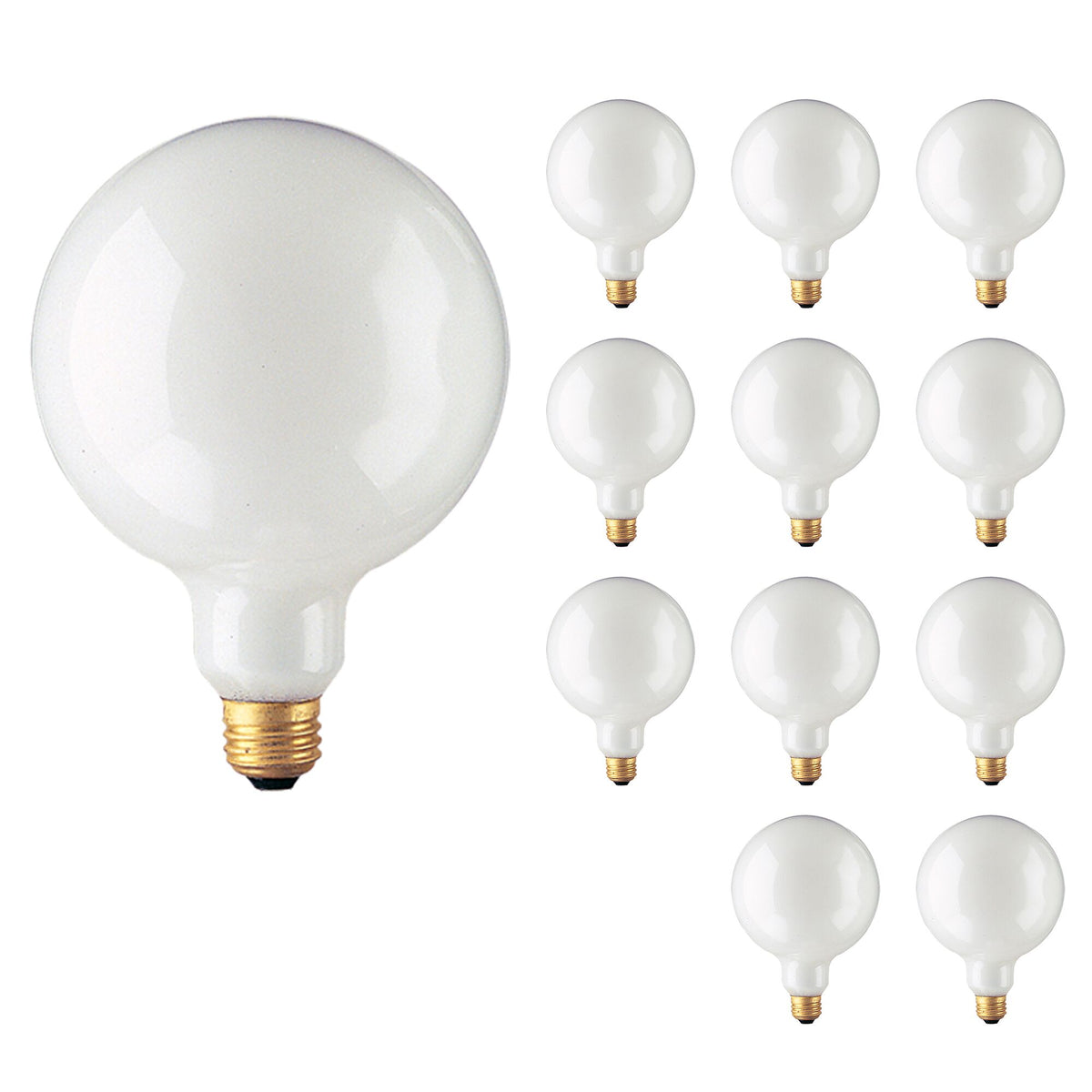 Bulbrite Pack of (12) Incandescent G40 Medium Screw Base (E26) Light Bulb, 100 Watt, White