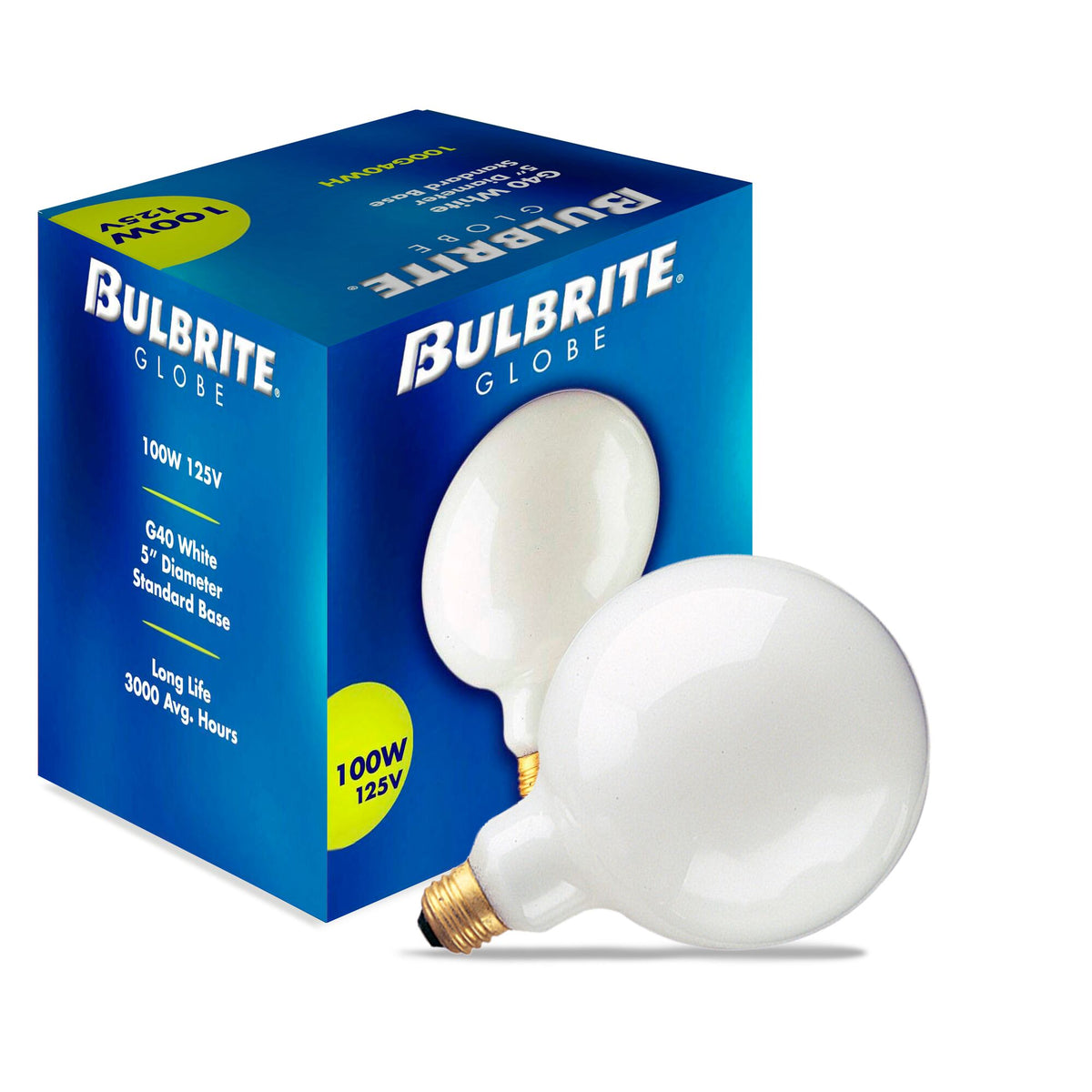 Bulbrite Incandescent G40 Medium Screw Base (E26) Light Bulb, 100W, White, 12-Pack