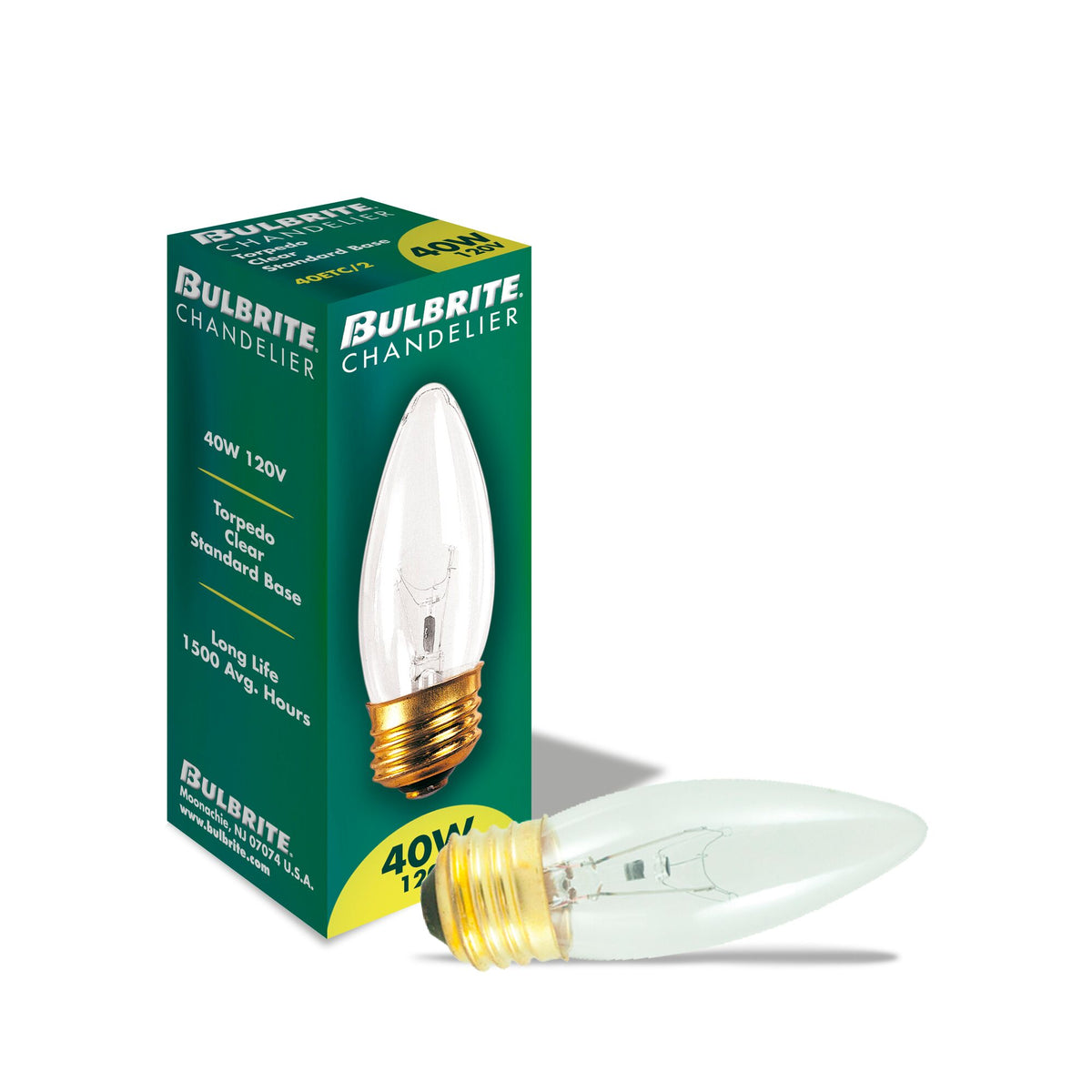 Bulbrite Incandescent B10 Medium Screw Base (E26) Light Bulb, 40W, Clear, 50-Pack